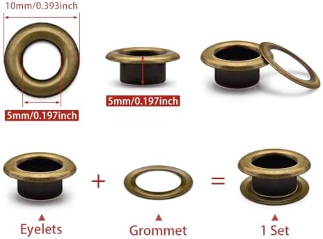 SEMINI 400 Sets 5mm Bronze Grommet Eyelet Kit for Fabric Leather Crafts