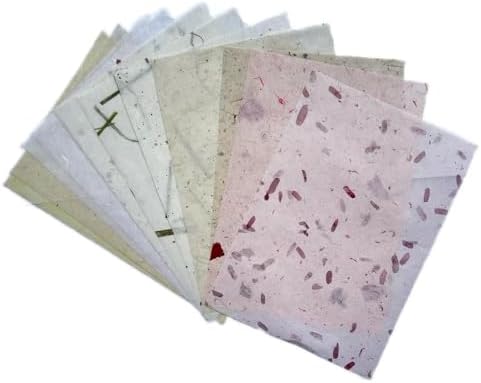 A5 Mixed Colors 50 Design 50 Sheets Natural Fiber Mulberry Tree, Mulberry paper Sheets Square Origami, Arts Folding Craft, Decoration, Paper for DIY Crafts. 8.3" x 5.8" (Mixed Colors Flowers etc., A5)