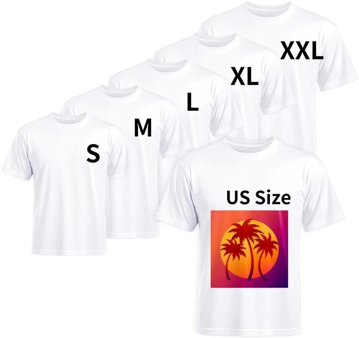 Joyclub 5 Pack Sublimation Shirts Blanks Bulk Polyester Unisex S-2XL | Wholesale crew neck short sleeve for heat transfer and vinyl; mixed sizes simplify team, event and small-batch planning gifts