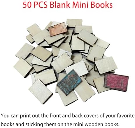 50 PCS Blank Mini Books, Tiny Wooden Book for Miniature Bookshelf, Miniature Books for Crafts, Miniature Dollhouse Accessories, Creating Your Own Mini Bookish Projects
