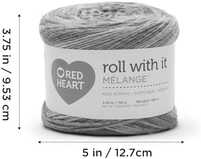 Red Heart Roll with It Melange Yarn for Crocheting, Showtime, 3-Pack