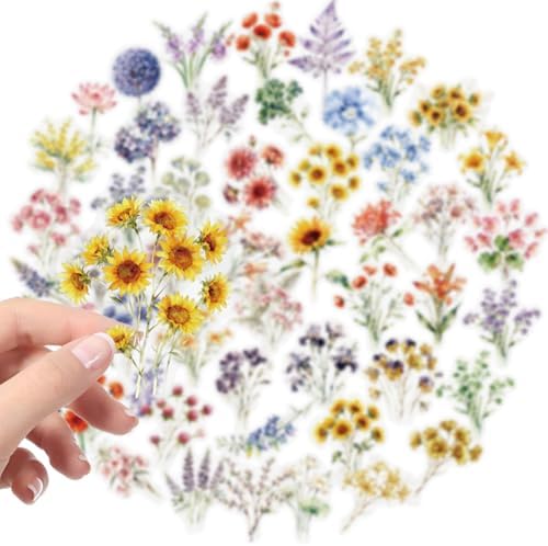 50Pcs Watercolor Flower Vinyl Stickers