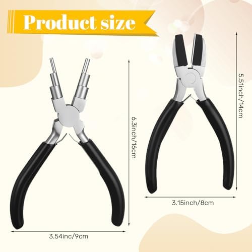 Mudder 2 Pcs Jewelry Making Tool 6 in 1 Bail Making Plier,Black