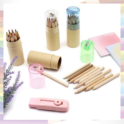 12 Pack Mini Colored Pencils Bulk with Sharpener 12 Color Pencils for Kids Drawing Pencil in Tube Portable Art Set for Kids, Students & Artists