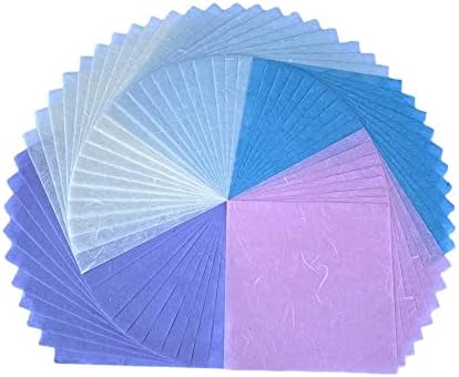 Natural Fiber Mulberry Paper Sheets 6 x 6 Inches, 50 PCS Handmade Craft Paper for Origami, Scrapbooking, Card Making, DIY Decoration, Mixed Media Art (Pastel Color, 6x6 Inch)