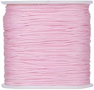 Elecrelive 100 Yards Pink Braided Nylon Crafting Thread Macrame Cord Rope
