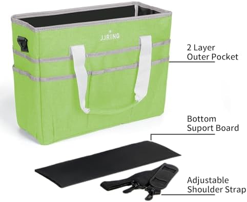 JJRING Craft Organizer Tote Bag Large Art Storage Caddy Cyan | With Multiple Pockets For Sewing, Scrapbooking, School, Medical, And Office Supplies