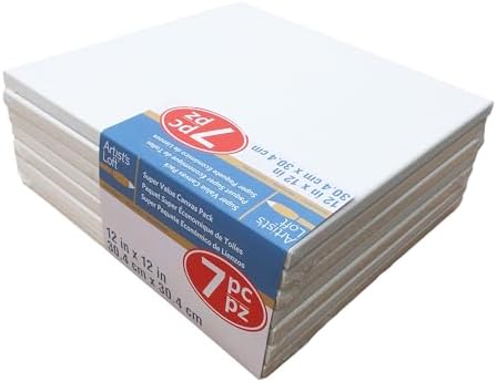 7 Count (28 Total) 12” x 12” Super Value Canvas by Artist's Loft Necessities - Acid Free Cotton Canvas for Paint, Acrylic, & Oils - Bulk 4 Pack