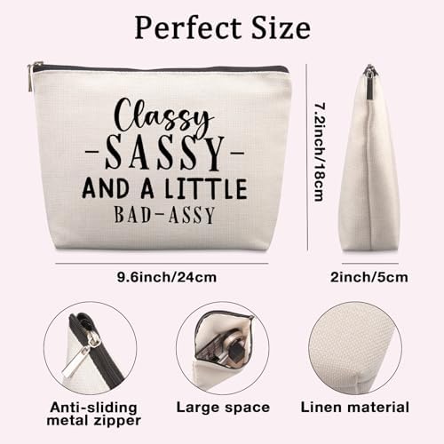 Funny Birthday Gifts for Her & Him - Sarcastic Gifts for Friends, Farewell & Christmas - Classy, Sassy & Badassy Cosmetic Bag