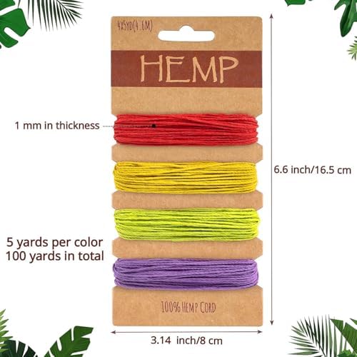 80 Colors Thread Cord for Jewelry Making - Natural Hemp Cord for Bracelets 1mm, Bright Flax String Cord, Colorful Twine Cord Rope String, for Handmade Craft Keychains Making Accessories