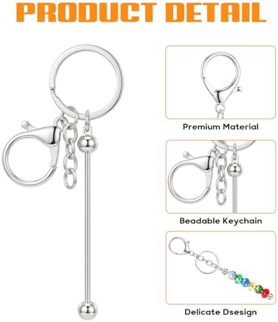 30Pcs Blank Beadable Keychain Bars Bulk Blank Metal Keychain