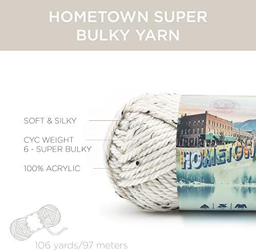Lion Brand Hometown Yarn - Bulky Yarn for Knitting and Crocheting, 6-Pack (Springfield Silver)