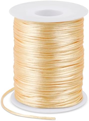 1.5mm Nylon Cord 328 Feet Satin Cord Nylon String for Bracelets, Bracelet Thread Bead String for Jewelry Making, Necklace, Chinese Knotting, Beading, DIY Crafts (Beige)