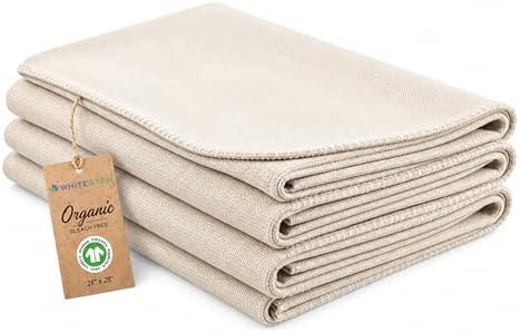 Flour Sack Towels for Bread Dough Proofing – Unbleached, Thick Organic Cotton Baking Cloth for Baguettes, Ciabatta, Pastry – Reusable, 28"x28", 3-Pack