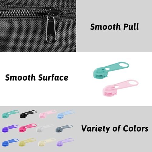 DOITEM 72Pcs Zipper Repair Kit - 5# Zipper Pull Rescue Kit for Clothing, Jackets, Purses, Luggage, Backpacks (12 Colors)