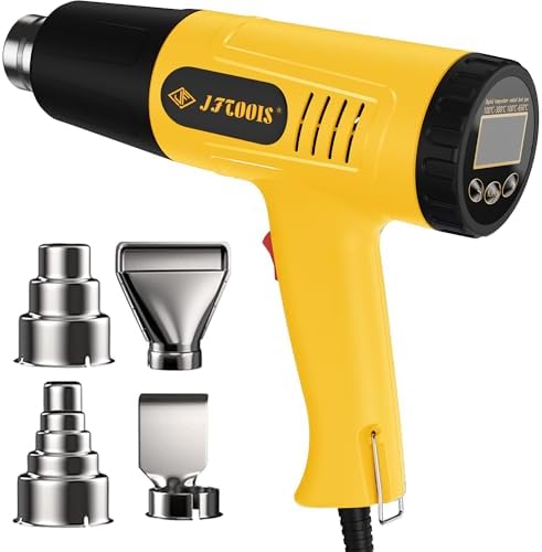 Digital Heat Gun, 900W Adjustable Heat Gun 100-650℃ LCD Display, 4 Nozzles