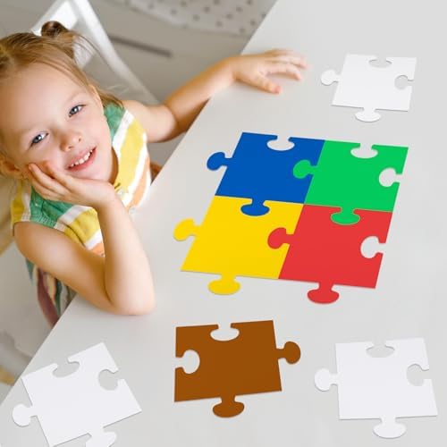 60 Pcs Blank Puzzle Pieces White 8 x 9 Inch DIY Crafts Kids Adult
