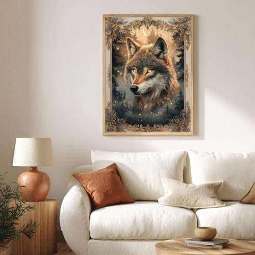 CRZMODE Wolf Paint by Numbers Kit for Adults, Wolf Paint by Numbers for Adults, Acrylic Painting Crafts for Home Decor Gift (16x20inch)