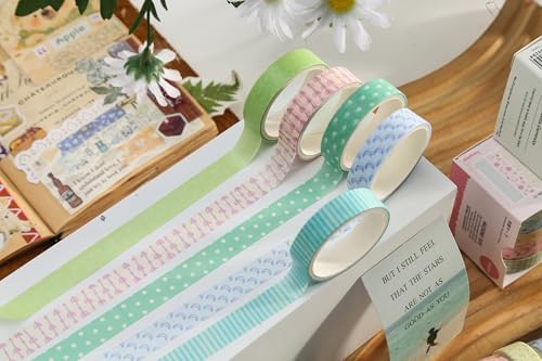 Colorful Pattern Washi Tape Set - 20 Rolls Cute Adhesive Tapes Pastel Arts Decorative Masking Tape Sets for Craft, Kids, Scrapbook, DIY, Gift Wrapping (Vintage Dream)