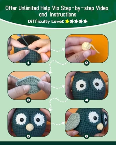 Fortilo Crochet Kit for Beginners Green Owl