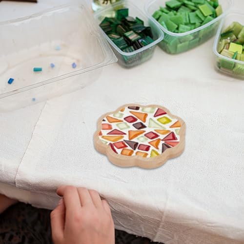 WEBEEDY 14 Pcs DIY Mosaic Bamboo Coasters Flower Shape Fillable Blank Base Trays 3.7 Inch Drinking Cup Coaster for DIY Plate Ornaments Making Crafts Tabletop Planters Protection Home Decor, 9.5 cm