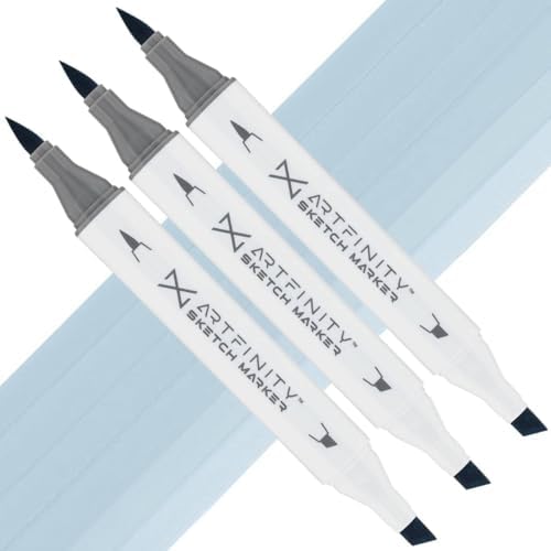 Artfinity Sketch Markers - Set of 3 - Himalaya B8-3, Vibrant, Professional, Dye-Based Alcohol Markers for Artists, Drawing, Travel, & More