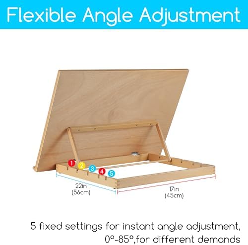 MEEDEN Extra Large Tabletop Easel: Wooden Easel for Painting Drawing Board | Adjustable Sketching Drafting Table Top Easel - Portable Beech Wood Desktop Art Easel Stand for Adults, Artists, Student