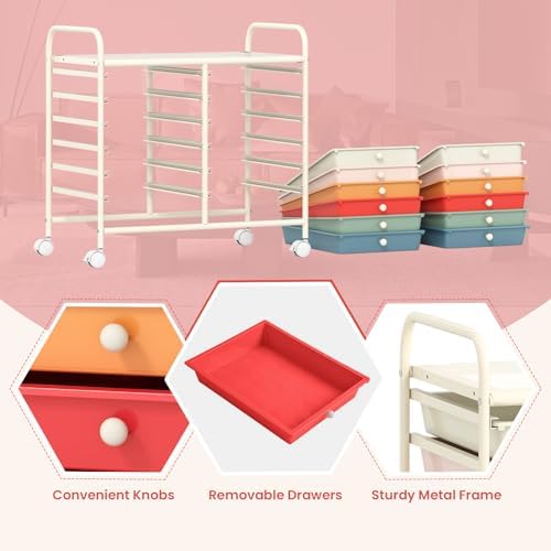 COSTWAY 12-Drawer Rolling Storage Cart, Utility Storage Organizer Cart