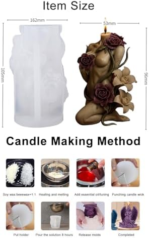 Konrisa Large 3D Candle Molds, Flower Vine Resin Casting Molds for Candle Making, Handmade Aromatherapy Candles Making Molds DIY Craft Supplies