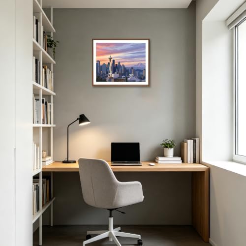 ARNLRDYA Seattle City View Paint by Number Kits, Washington State Sunset Cityscape Paint by Numbers for Adults, Modern Urban Picture Canvas Acrylic Painting for Gift Home Decor(16×20inch, Unframe)