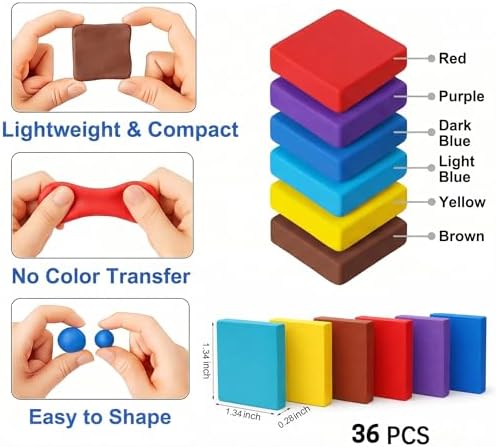 36 pcs Scented Kneaded Erasers Set, Kneadable Art Erasers in Individual Plastic Cases, Soft Moldable Drawing Eraser for Sketching, Charcoal, Graphite, Clean Erasing Stationery (36, Pizza Theme)