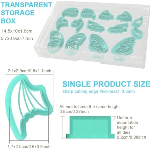 beinkmake 14Pcs Wings Polymer Clay Cutters Angel Wing Clay Earrings Cutters for Adults Bat Butterfly Dragon Wing Cute Polymer Clay Cutter for Jewelry Earrings Making Birthday Party DIY Supplies