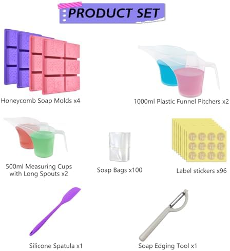 Artcome DIY Soap Making Kit – Molds, Measuring Tools & Packaging for Handmade Soaps - DIY Soap Making Tools for Beginners & Professionals - Ideal for Gift