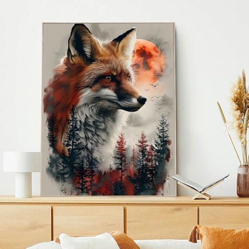 xcemhil Fox Paint by Numbers Kit for Adults Beginner, Fox Paint by Number for Adult, Acrylic Paint by Numbers Kits Suitable for Home Wall Art Decor Gifts 16x20 Inch