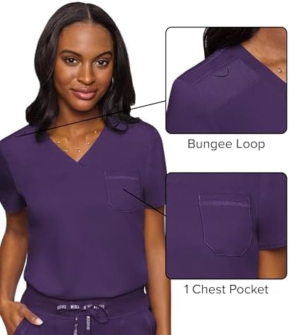 Med Couture Touch Women's Scrub Tops V-Neck Tuck-in Top with 1 Pocket