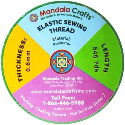 Mandala Crafts 0.6mm Lavender Shirring Elastic Thread for Sewing, 546 Yards