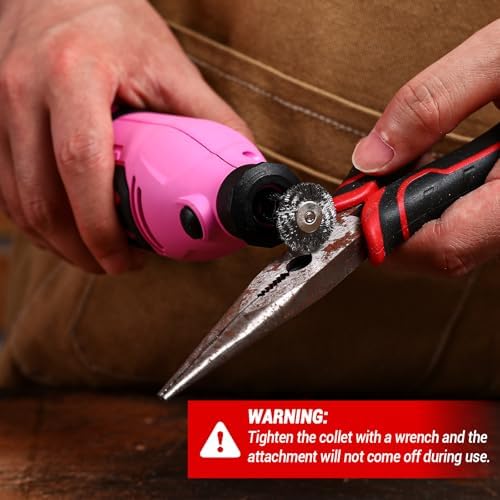 Rotary Tool Kit:DEKOPRO 1.4-Amp Power Hand Rotary Tools with 6 Variable Speed, 127pcs Accessories, 8000~35000RPM Electric Grinder Drill Machine Set with Flex Shaft for Carving, Cutting, Sanding Pink