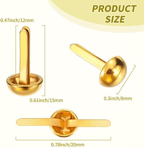 Hotop 500 Pcs Brad for Paper Crafts Metal Paper Fasteners,Golden