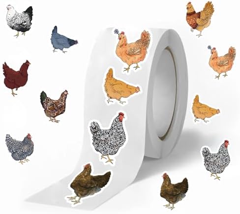 1000PCS Chicken Sticker Roll, 2 Rolls 10 Designs Farm Stickers