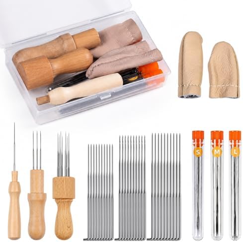 LUDOTEK 38 Pcs Needles Felting Tools Needles Wool Felting Soft Needle Felting Pad with 3 Sizes Felting Needles for Needle Felting Craft DIY