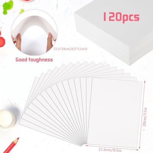 120 Sheets Watercolor Paper 8.5 x 11 in, 140 Lb/300 GSM, Cold Press