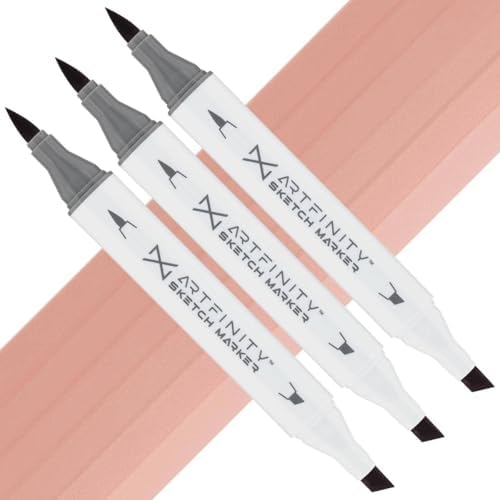 Artfinity Sketch Markers - Set of 3 - Putty R8-4, Vibrant, Professional, Dye-Based Alcohol Markers for Artists, Drawing, Travel, & More