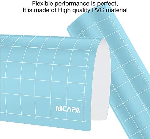 Cutting Mat for Silhouette Cameo 3/2/1 (Light-Grip,12x12 inch 3pack) Adhesive&Sticky Non-Slip Flexible Square Gridded Blue Cut Mats Replacement Accessories Set Matts Vinyl Craft Sewing