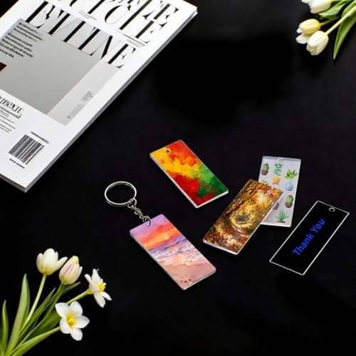120Pcs Acrylic Keychain Blanks, BetterJonny 40Pcs Square Key Tags with Key Chain Rings and Open Rings Unfinished Clear Ornament for DIY Crafting & Vinyl Projects
