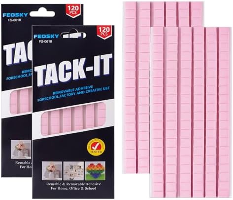 Feosky Adhesive Poster Sticky Tack Putty, Reusable and Removable Adhesive Putty, Mounting Putty for displaying Wall Paintings, Picture, Decoration, Crafts (Pink,Pack of 2)