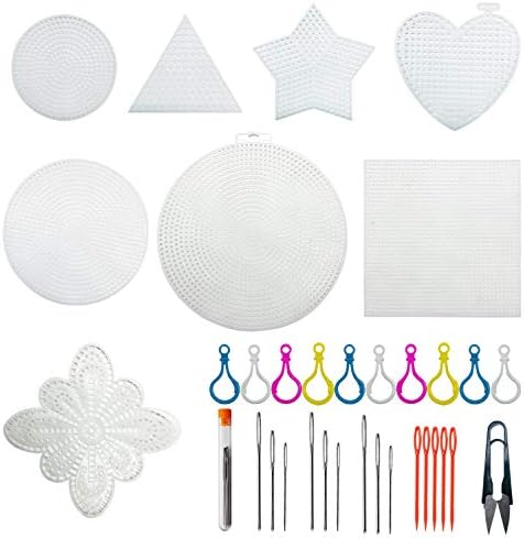 Allazone 100 PCS Mesh Plastic Canvas Sheets 8 Style Plastic Canvas for DIY Crafts Embroidery Cross Stitch, Acrylic Yarn Crafting, Knit and Crochet Projects