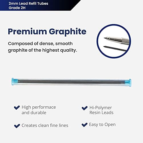 Pacific Arc Lead Holder Refill - 2mm - 3 per Tube - 2H - for Art, Sketching, Technical Drawing.