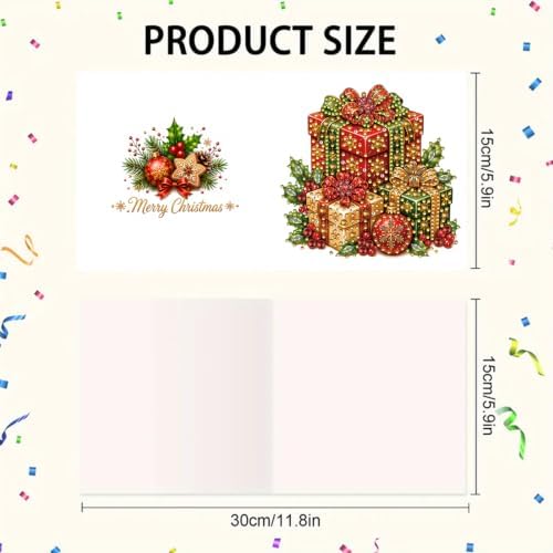 6Pcs Christmas Greeting Card DIY Diamond Art Painting Blessing Folding Card Kit for Adults Beginners with White Envelopes and Tools for Holiday Xmas Arts Crafts Gift-Christmas03