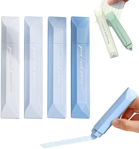 Double Sided Tape Roller, Double Sided Tape Pen, Scrapbook Supplies for Journaling, Scrapbooking, Photo Mounting, Gift Wrapping, School Office & Crafts (4PC-Blue)