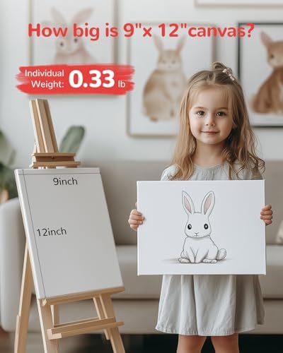 Canvas Boards 24 Pack, 9x12 Inch Painting Canvas Panels, 100% Cotton White Blank Art Supplies for Acrylics Oil Watercolor Tempera Paints